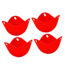 Set of 4 Kitchen Egg Cooking Poacher Egg Cooker For Microwave Stovetop Red