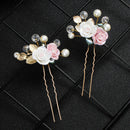 Rose Flower HairpinsWedding Crystal HeaddressWedding Crystals Pearls HeadpieceBX