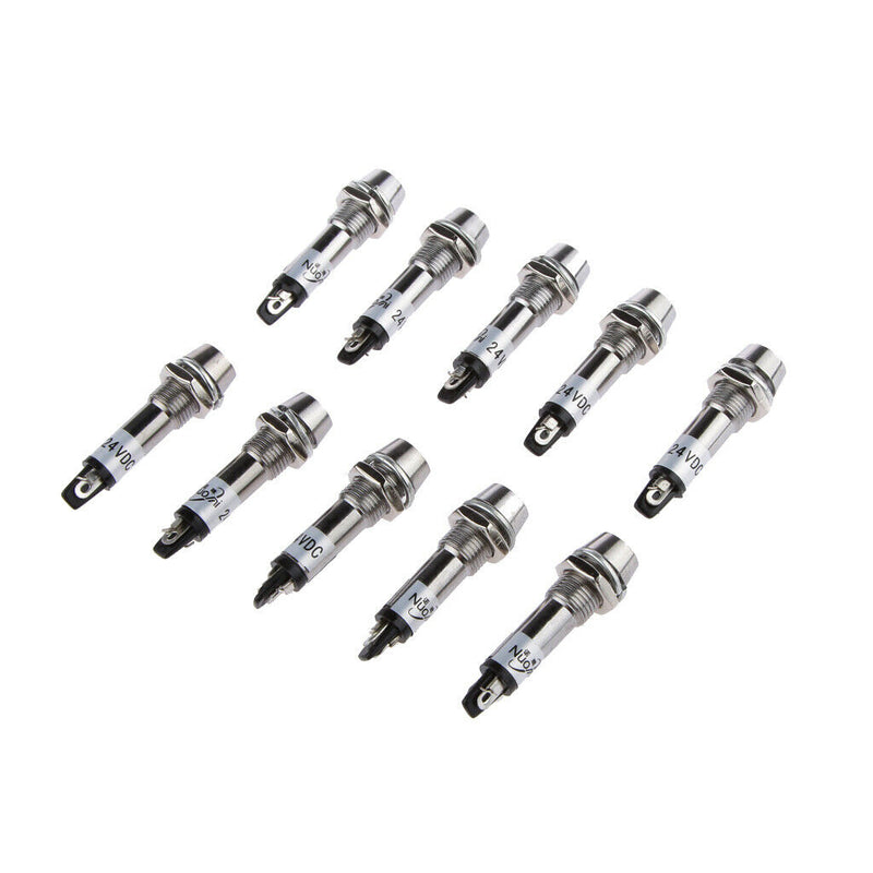 10 Pcs 24V DC 8mm Power Indicator Signal Light XD8-1 Led Light Bulb Green