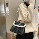 Retro Splicing Leather Plush Chain Tote Autumn Women Shoulder Messenger Bag