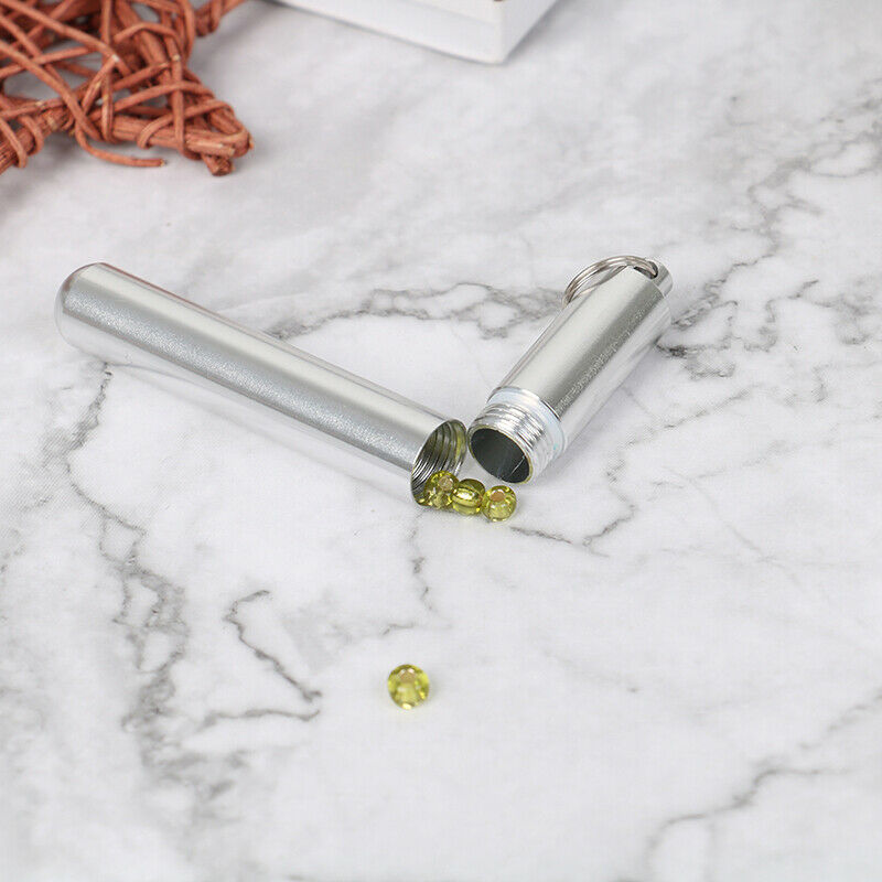 Aluminum Pill Box Case Capsule Shape Keychain Outdoor Waterproof Pill BoxBX