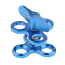 Triple Ball Clamp 3-Holes Clip Bracket for Diving Light Blue