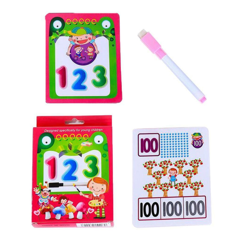 Number &Math Flashcards Preschool Education w/Wipe-clean Pen for Parents