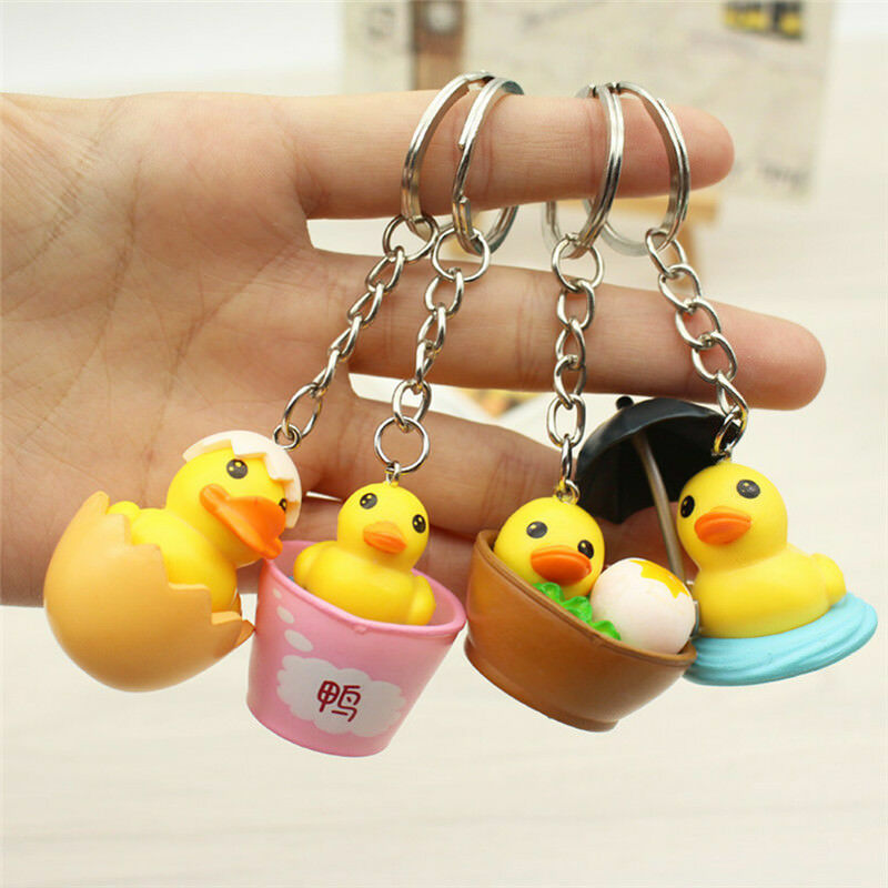 Cute Yellow Duck Keychain Cartoon Animal Bag Hanging Pendant Keychain KeyringLJ