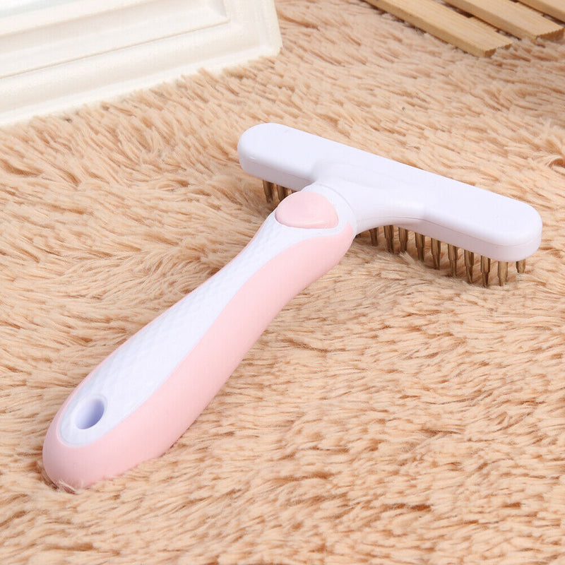 Pet Cat Dog Hair Removal Needle Comb Fur Trimming Open Knot Brush (Blue) A