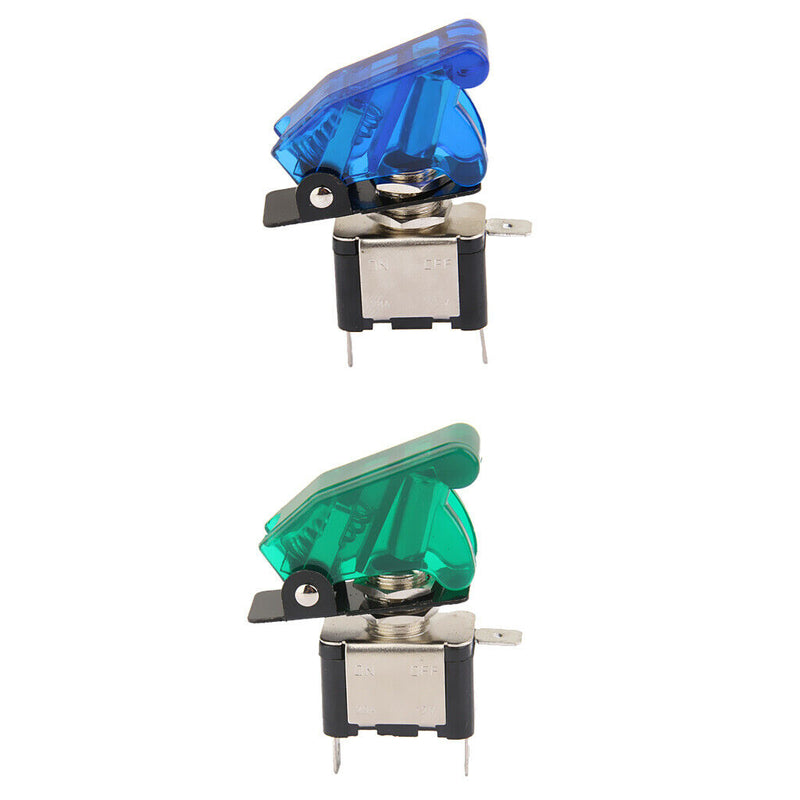 2 Pieces Universal Car 12V 20A Rocker Green+Blue LED Light Toggle 2Pin Switch