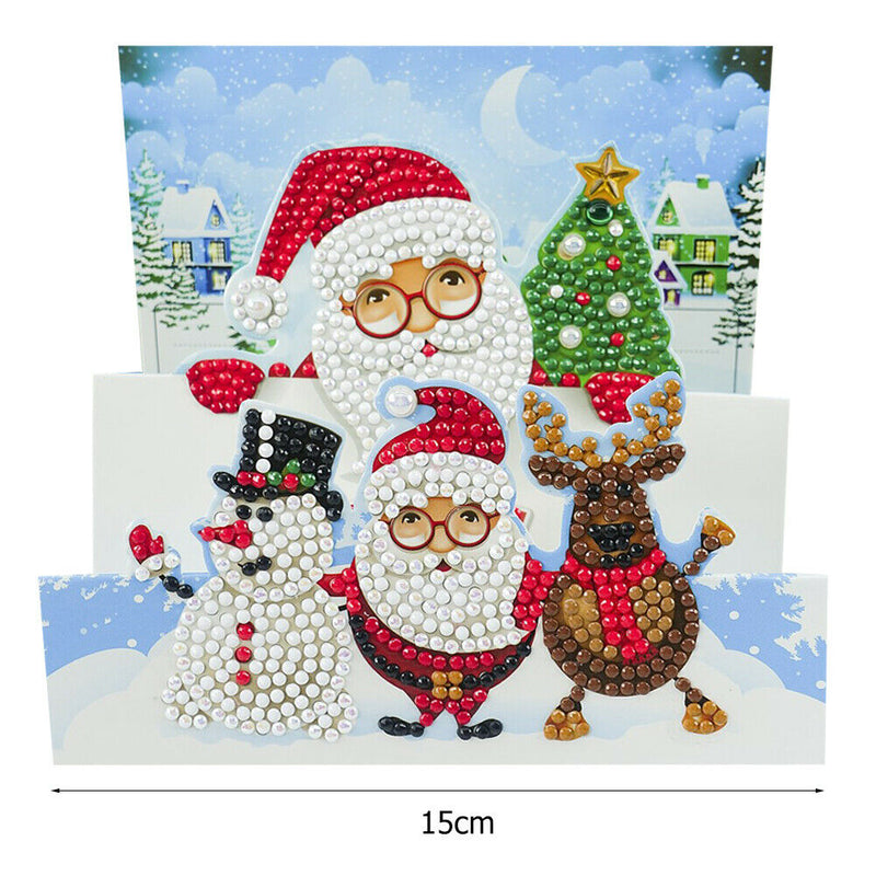 Santa Claus 5D DIY Special Shape Part Drill Diamond Greeting Card (HK204)