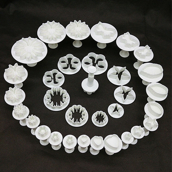33pcs Sugarcraft Cake Decorating Fondant Plunger Cutters Tools Mold