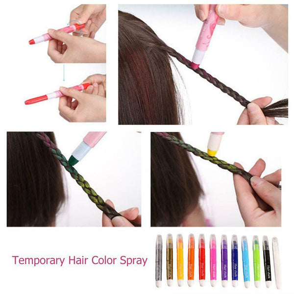 12 Colors Crayons Temporary Salon Kit Dye Chalk Pastel Beauty Hairstyle Tools