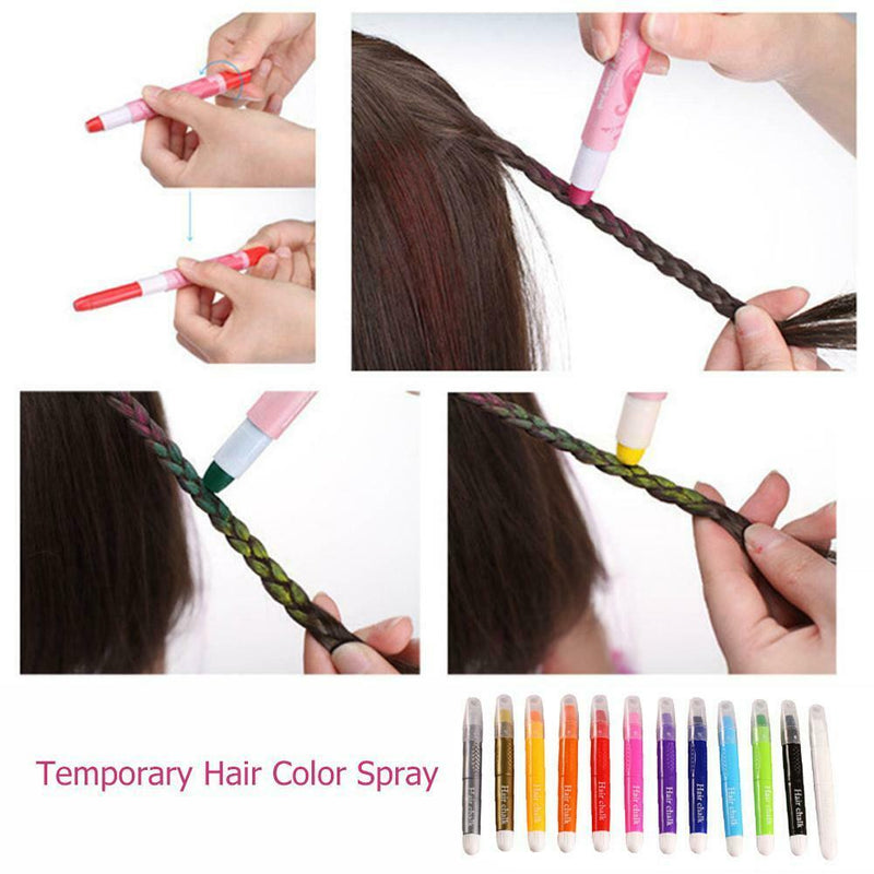 12 Colors Crayons Temporary Salon Kit Dye Chalk Pastel Beauty Hairstyle Tools