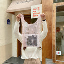 Flower Embroidery Women Shopping Bag Organza Totes Sweet Handbag (Style 2)