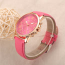 New Luxury Geneva Roman Faux Leather Analog Quartz Wrist Watches Rosered A