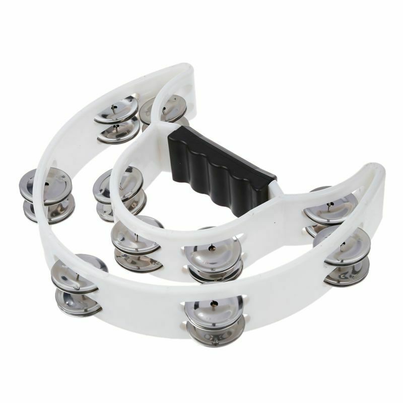 Double Row Jingles Half Moon Musical Tambourine Percussion Drum White Party