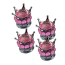 4 x Car Crown Diamond Tyre Tire Wheel Stem Air Valve Dust Cover Screw Cap Pink