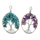 2pcs Tree Life Pendant Natural Stone Jewelry Gift for Women Girls Friends