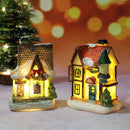 2PCS Mini Christmas Snow House LED Village Table Garden Holiday Decoration