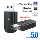 Bluetooth 5.0 USB Dongle Adapter, Bluetooth Transmitter Receiver Supports Laptop