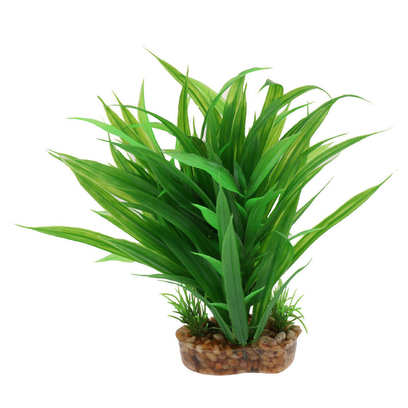 2x Plastic Green Bamboo Leaf Plants for Terrarium Aquarium   Tank Decor