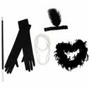 Costume Set Flapper Girl Necklace Beads Cigarette Holder Boa Feather Headba