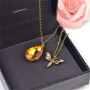 Charm Jewelry Chain Crystal Bee and Honey Necklace Golden Rhinestone WL FT