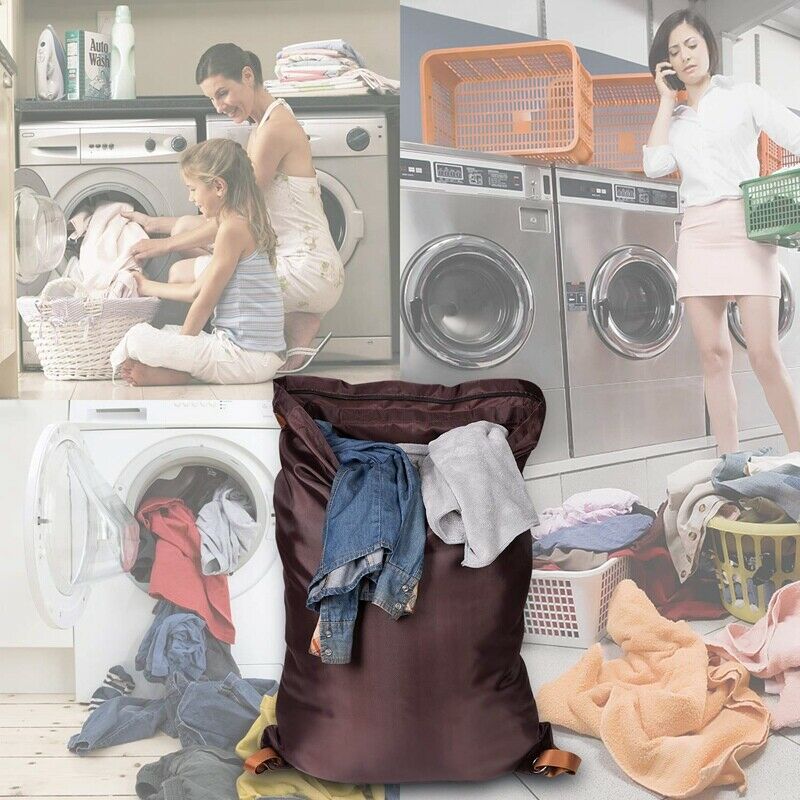 Large Laundry Bag 24 inch X34 inch with Zipper, College Laundry Backpack wi J4O1