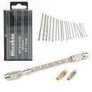 23Pcs mini micro twist drill 0.3-2mm HSS bit set hand spiral pin vise 3c