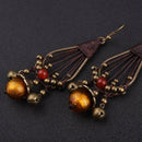 Ethnic Style Jewelry Retro Glass Copper Beaded Bell Earrings