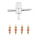 4Pcs Wheel Rim Tire Valve Stem Core + Valve Core Remover Tool for Auto Car