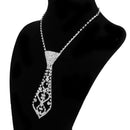 Crystal Diamante Necktie Tie Choker Bib Necklace WEDDING PROM Dancer Jewelry