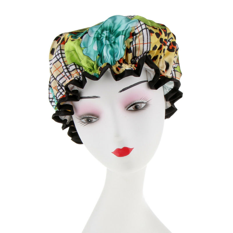 Waterproof Elastic Shower Women Bathing Salon Hair Cover Cap Hat Head Band