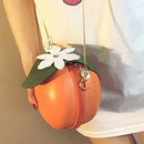 Fruit Orange Shaped Women Pu Leather Clutch Purse Cross Body Bag