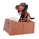 Brown&Black Dog Eating Coins Machine Piggy Bank Money Saving Box Container