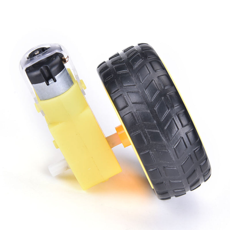 Hot! New!Smart Car Robot Plastic Tire Wheel with DC 3-6v Gear Motor For ardui Gn