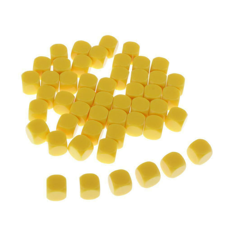 50pcs Round Edge Blank Dices D6 Six Sided RPG Gaming Dice Gift Yellow