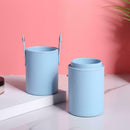 Leather Makeup Brush Holder Travel Cosmetic Pens Storage Cup Case (Blue) A