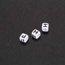 Letter Beads, 100 pieces, black / white, loom bandz, dice, bracelet