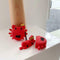 Red Crab Pattern Case Silicone Protective Cover with Carabiner for Airpods 1/2