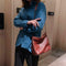 Leather Messenger Bag Women Rivet Chain Shoulder Crossbody Bag (Dark Brown) A#S