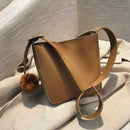 Women Leather Shoulder Crossbody Bag Messenger Bucket Handbag (Light Brown)