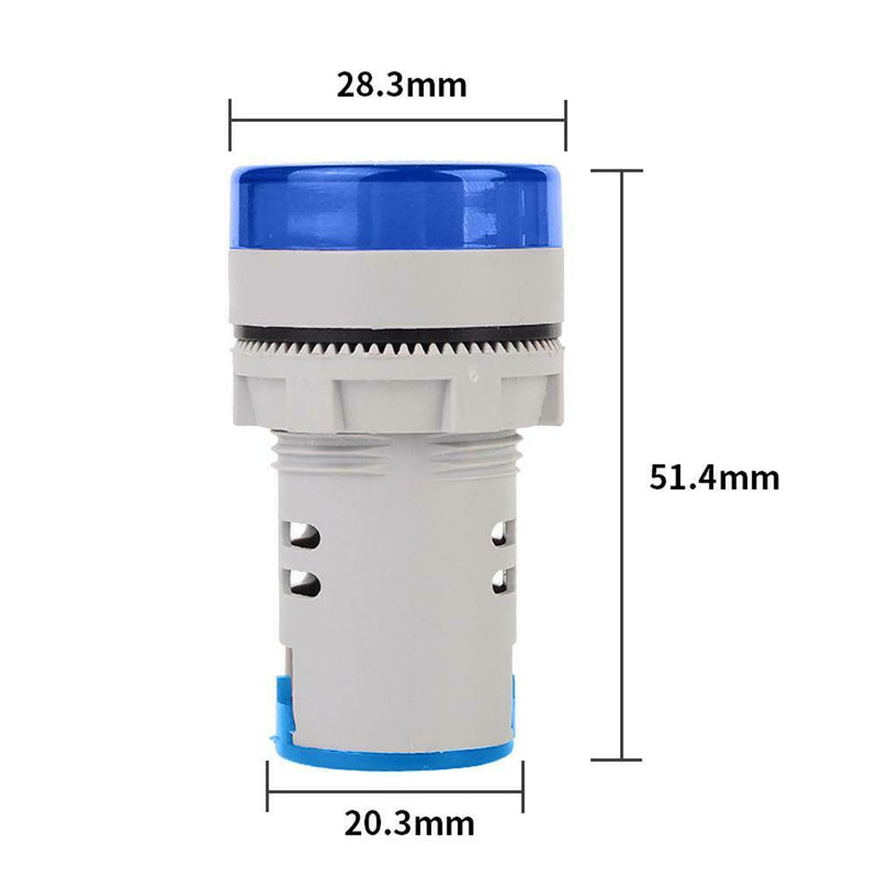 6-100V DC Digital Voltmeter Indicator LED Lamp Round Signal Light (Blue)