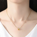 Diamond Bee Necklace Champagne Topaz Zircon Pendant Necklace Jewelry Gift P
