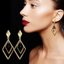 Fashion Geometric Dangle Ear Stud Women Hollowed Rhombus Earrings Jewelry