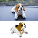 Car Vehicle Interior Ornament White Bobbing Head Nodding Dog White Brown  NEW