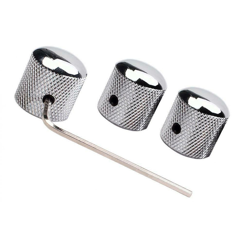 3pcs Professional Chromed Metal Guitar Tone Volume Knob