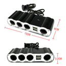 4 Way Car Socket Splitter w/2 USB Port Adapter Charger DC 12V Lighter PAQ