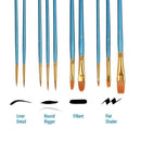 Paint Brushes 50 Pcs,Nylon Hair Brushes Set Blue Round Pointed Paints Brush