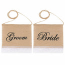 1 Pair Romantic Jute Wedding Party Home Chair Banner Sign Decoration with G