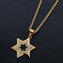 Stainless Steel Rhinestone Pendant Hexagonal Star Pendant Plating Trend Hip