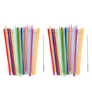 50 Set Reusable Colorful Hard Plastic Straws+2x Brush For