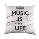With "MUSIC IS MY LIFE" concert notes flax pillowcase office cushions pillo W3D8